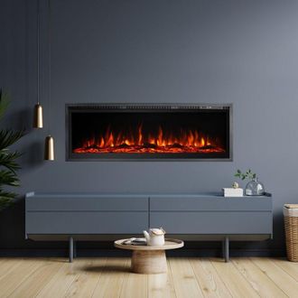 Dmora Camino El&eacute;ctrico Casanova, Chimenea Superficie Calefactable 30 M2, Potencia (kw) 0.75/1.5, Interior, 127x14x45h Cm Negro