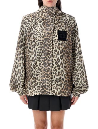 Ganni Leopard Print Nylon Jacket