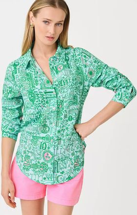 Lilly Pulitzer Sea View Linen Button Down Shirt
