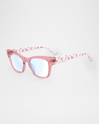 Kate Spade New York myno cat eye blue block reading glasses, 2.0 strength