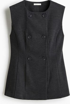 H&M Double-breasted Waistcoat in Dark Gray Melange at Nordstrom, Size X-Small