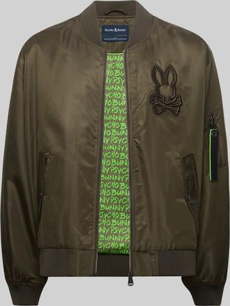 Psycho Bunny Mens David Oversized Satin Bomber 308 DARK GREEN / L