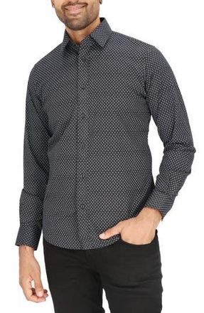 Scotch & Soda Modern Fit Flower Stretch Cotton Dress Shirt in Black at Nordstrom Rack, Size 14.5