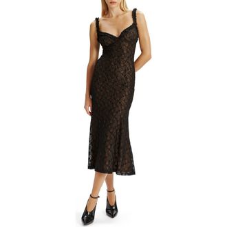 Bardot Alegra Stretch Lace Dress in Black at Nordstrom Rack, Size 12
