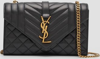 Saint Laurent Envelope Triquilt Small YSL Shoulder Bag in Smooth Leather