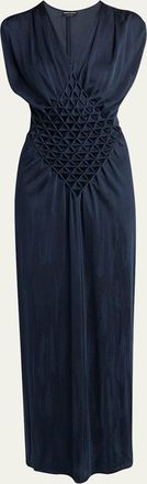 Giorgio Armani Diamond Pleat Sleeveless Maxi Dress