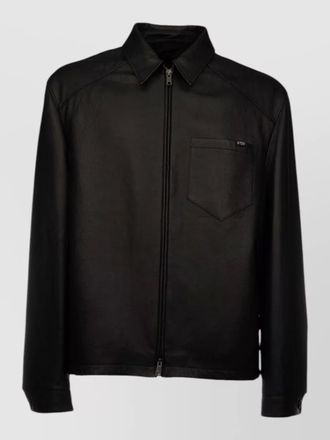 Prada collared coat front pocket detail design