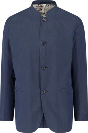 Paul Smith Navy Blue Button-Up Cotton Jacket