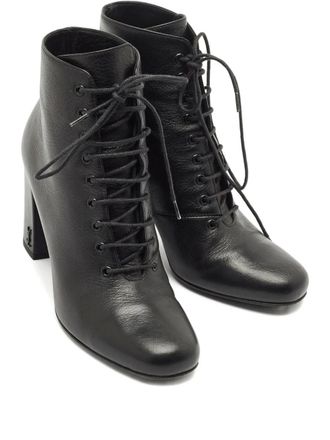 Saint Laurent lace-up leather boots - Black