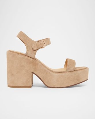 Gabriela Hearst 110mm Iman Suede Platform Sandals