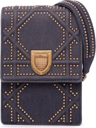 Dior Pre-owned Dior Studded Denim Vertical Diorama Crossbody 08-BO-1127