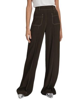 Reiss Kylie Contrast Stitch Detail Wide Leg Trouser