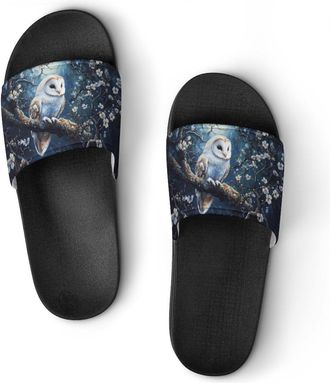 Generic Owl Flowers Moon Shower Shoes Slipper for Women Men Beach Slippers Quick Drying Non Slip Open-Toe Sandals