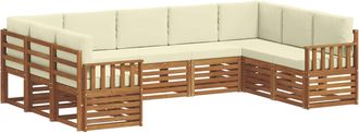 vidaXL Conjunto De Sof&aacute;s De Exterior 9 Uds. Natural Y Crema Vidaxl