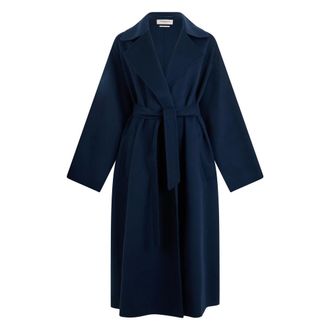 Max Mara Jassen, Dames, Blauw, XS, Wol, Operoso Long Coat