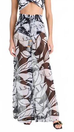 Ramy Brook Haley Cover-Up Pant In Black/white Exotic Palm Print