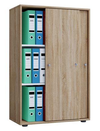 ebuy24 Armario De Oficina Vcm Con 3 Compartimentos Armario De Archivo Moderno Con Puertas Correderas Dimensiones Aprox. B. 70 X Al. 111 X T. 40 Cm - Lona 3 C