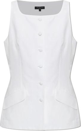 Rag & Bone Lola Boatneck Vest - Dames - Gillet - Wit - S - Katoen - Kostuums