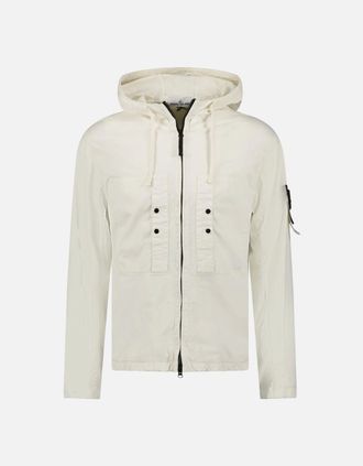 Stone Island Mens Stone Island Ivory Chest Pocket Hooded Jacket - White - Size: 38/Regular