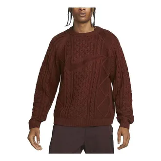 Nike Life Cable Knit Sweater Burgundy DQ5176-217