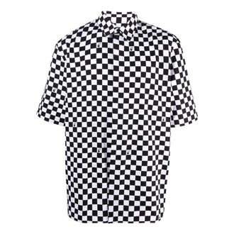 Off-white Mens Off-White Plaid Lapel Short Sleeve Black Shirt OMGA216S22FAB0021001