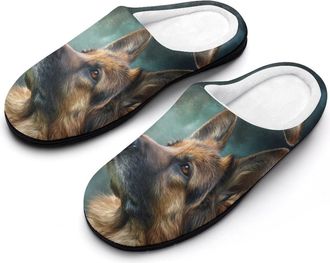 Generic An Old German Shepherd Dog Funny Mens Cotton Slippers Soft Non-Slip Rubber Sole House Slipper Indoor Outdoor