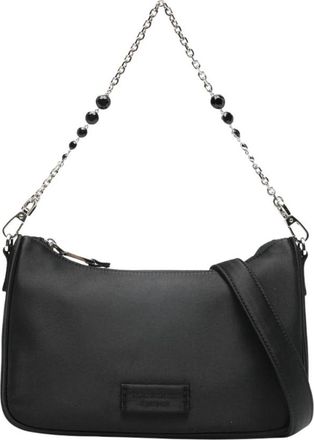 Emporio Armani Satijnen schoudertas met kettingriem - Dames - Schoudertassen - Zwart - ONE Size - Satijn - Tassen