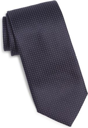 Canali Neat Silk Tie in Dark Blue at Nordstrom