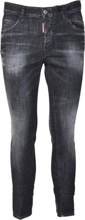 Dsquared2 Slim-Fit Black Washed Denim Jeans With Distressed Details