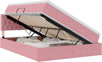 vidaXL Storage Bed with Mattress with Storage Pink 140 x 200 cm Velvet vidaXL