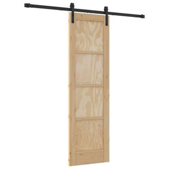 vidaXL Puerta Corredera Natural Y Negro 61 X 198,5 Cm Vidaxl