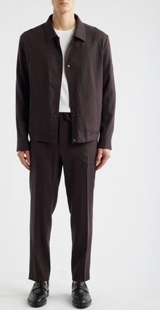 BOSS Carper Linen Blend Shirt Jacket in Dark Brown at Nordstrom, Size 40 - Regular