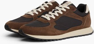 Tommy Hilfiger Mens Suede Mix Runner Sneaker - Black/Legacy Brown - US 11.5 / EU 45