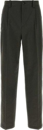 Maison Kitsun&eacute; Relaxed Pleated Pants - Heren - Straight fit broeken - Groen - 2XS - Katoen - Broeken
