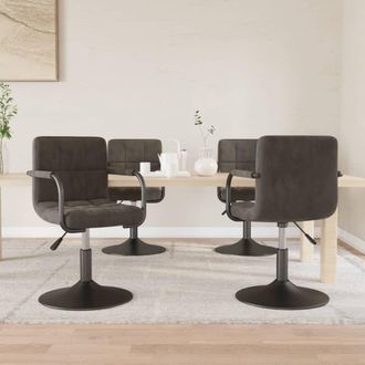 vidaXL Vidaxl - Sillas De Comedor Giratorias 4 Unidades Terciopelo Gris Oscuro