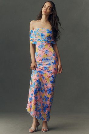 AFRM McCall Off-the-Shoulder Stretch Mesh Maxi Dress
