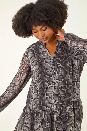Roman Snake Print V-Neck Tunic Top