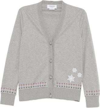 Thom Browne Cardigan con ricamo - Grigio