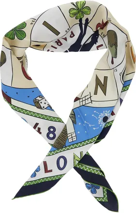Longchamp Womens Silk Scarf Blue Scarfs