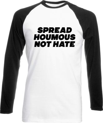 HippoWarehouse Spread Houmous Not Hate Unisex Long Sleeve Baseball Two Tone t-Shirt