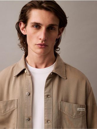 Calvin Klein Jeans Calvin Klein Mens Twill Relaxed Button-Down Shirt - Grey - 2XL