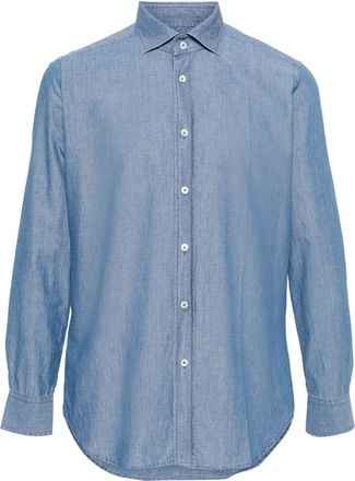 Dell'Oglio spread-collar cotton shirt - men - Cotton - 39 - Blue