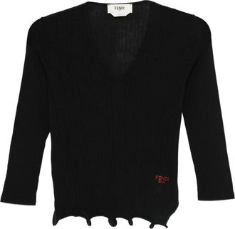 Fendi V-neck top - Black