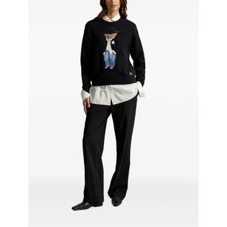 Ralph Lauren Intarsia Polo Bear Motif Sweater - Black