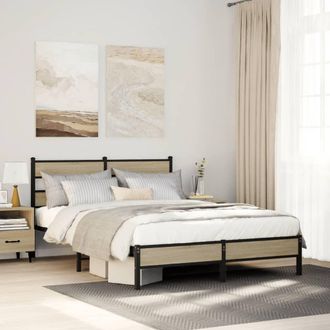 Berkfield Home Bed Frame without Mattress Sonoma Oak 137x190 cm Engineered Wood in Brown