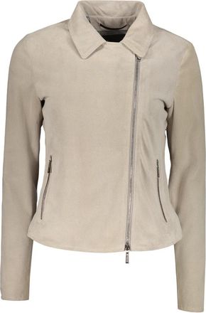 Moorer Leren jas met ritssluiting - Dames - Zomerjassen - Beige - XS - Leer - Jassen