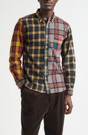 Beams Plaid Flannel Button-Down Shirt in Yellow at Nordstrom, Size Medium