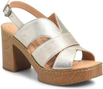 B&oslash;rn Nassau Slingback Platform Sandal in Light Gold Metallic at Nordstrom, Size 10