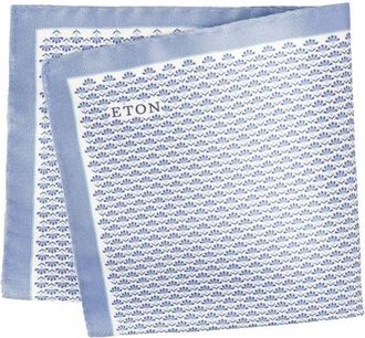 Eton Neat Floral Oxford Silk Pocket Square in Medium Blue at Nordstrom