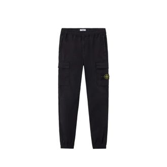 Stone Island Sweatpants, male, Black, W36, Cuffed Cargo Trousers